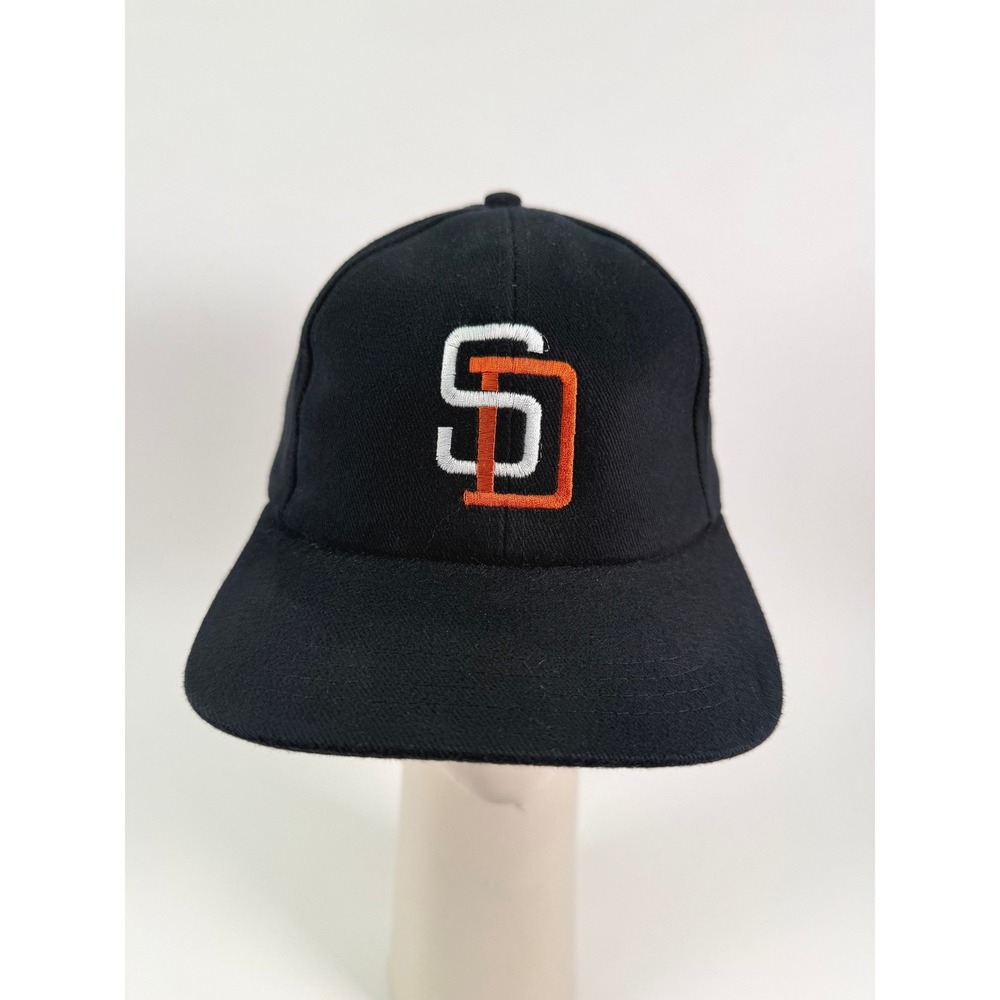 Vintage San Diego Padres Snapback Hat Drew Pearson MLB Black Orange Made in USA
